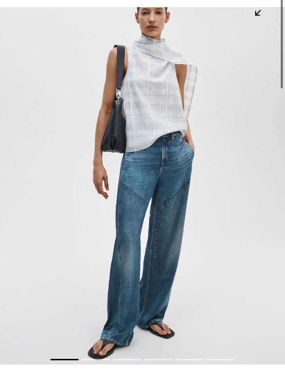 rag & bone Blue Wide-Leg Patch Seam Jeans